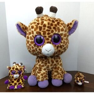 TY Beanie Boos 18" SAFARI Giraffe Mini Boos Mabs & Peek A Boos Jesse Plush Lot/3